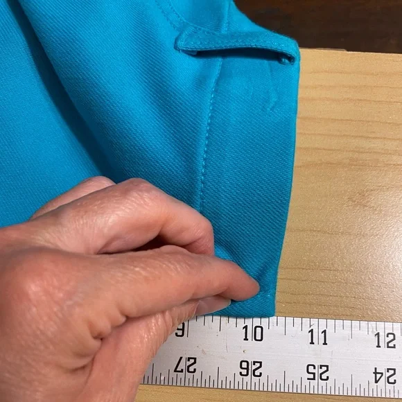 Y2K Faded Glory High Waist Knit Capri Leggings Turquoise Blue Large 12/14 - Picture 5 of 6